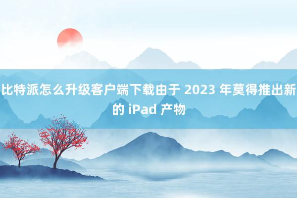 比特派怎么升级客户端下载由于 2023 年莫得推出新的 iPad 产物